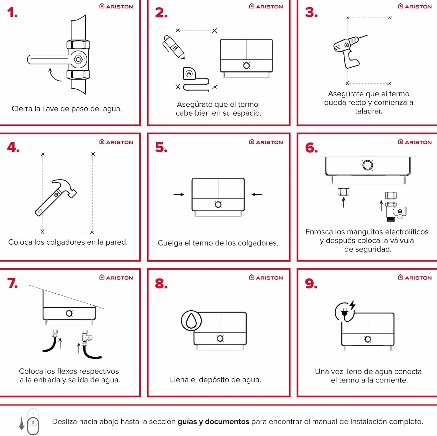 Ariston Aures SM - Termo Eléctrico Vertical Instantáneo, Calentador de Agua Eléctrico Tamaño Reducido, 17,8x30,4x9,8 Fabricado para Instalación en España, Blanco/Negro - Eficiencia A, Rango (A+/F)