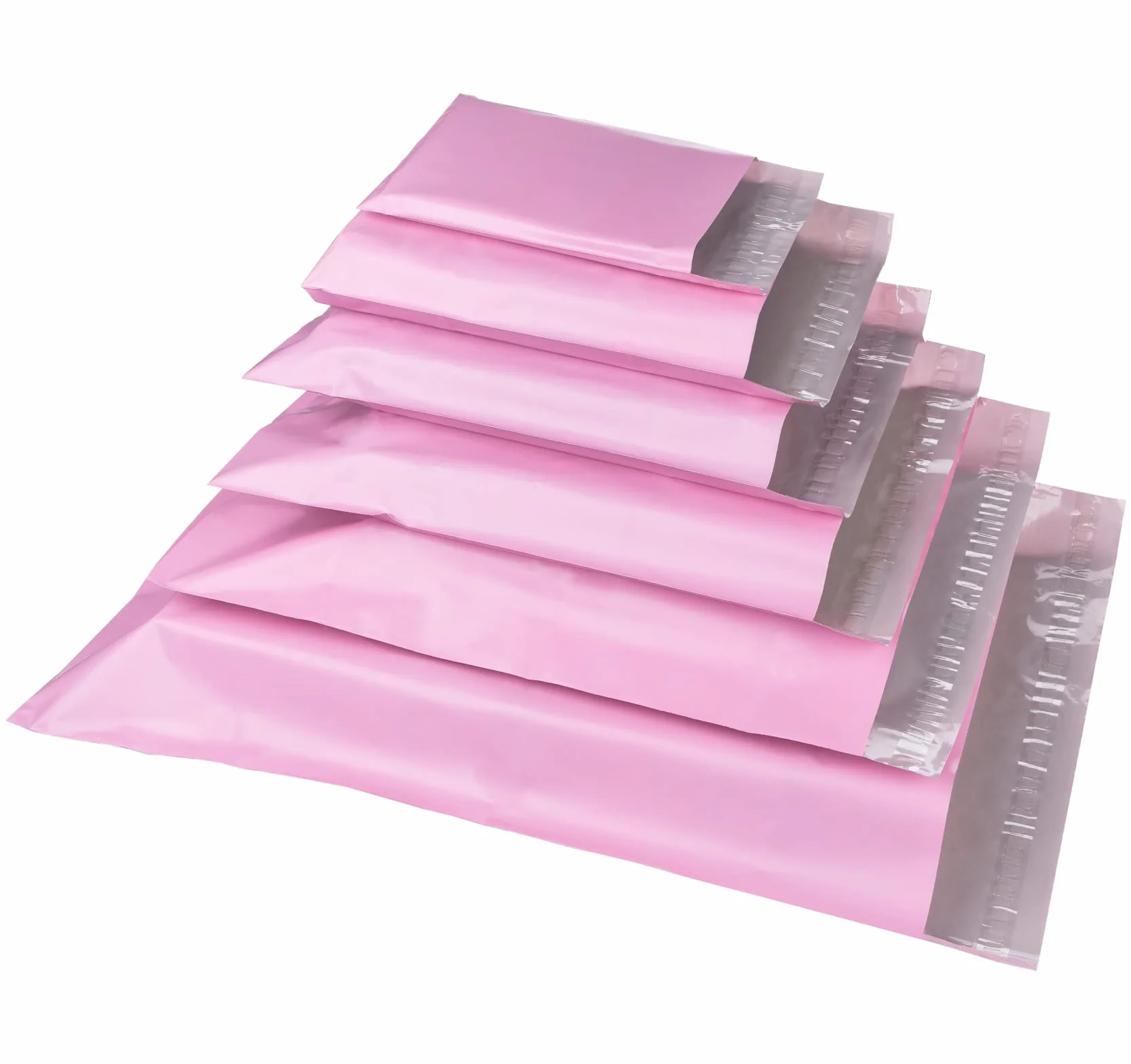 Anstore 120 bolsas de correo mate autoadhesivas de plástico, 6 tamaños, sobres de polietileno para ropa y libros (rosa)