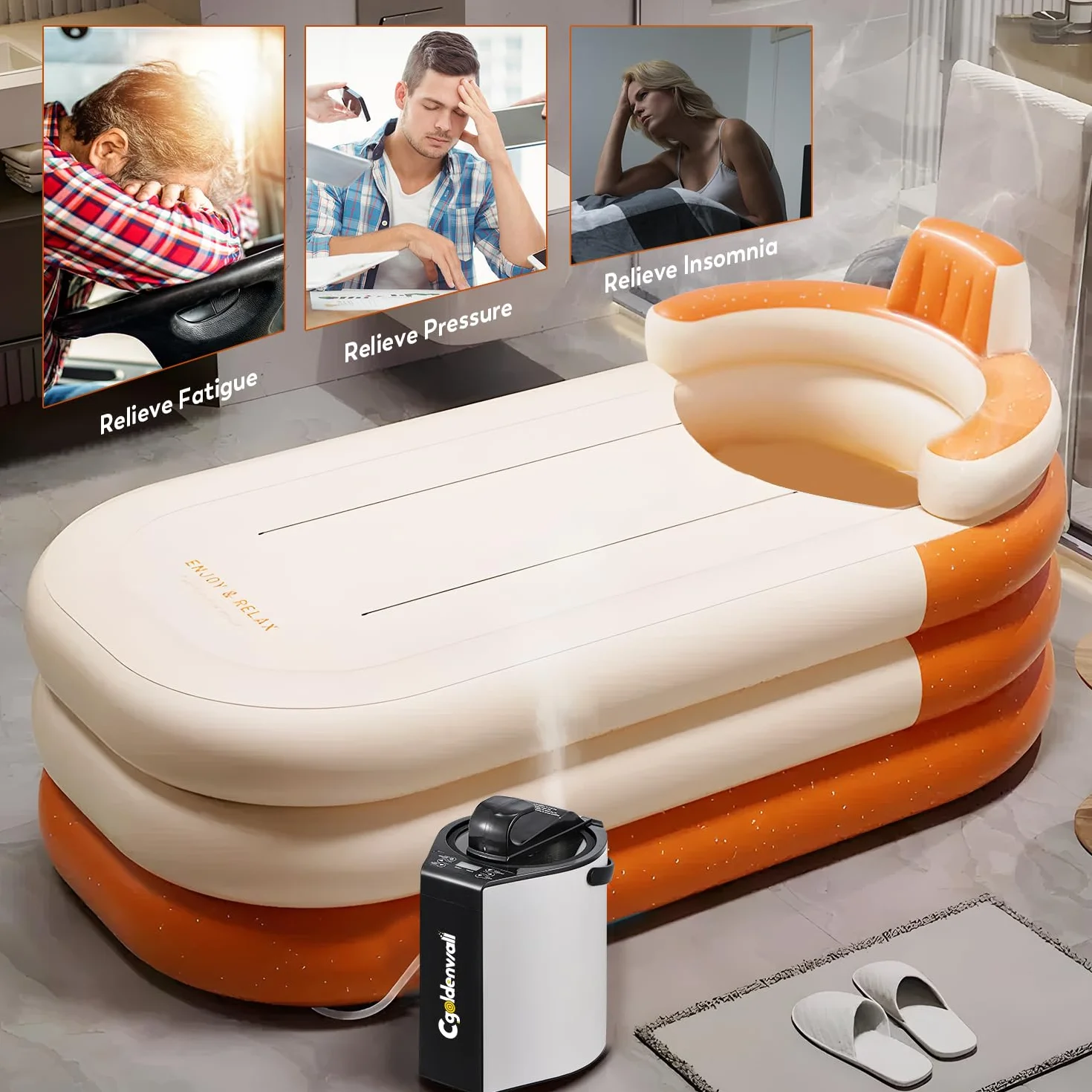 CGOLDENWALL Portátil Sauna de Vapor Hogar 3L, Generador de Vapor para Personal Spa, Olla de Vapor de Sauna con Control Remoto, Adecuado para Tienda Sauna, Desintoxicación