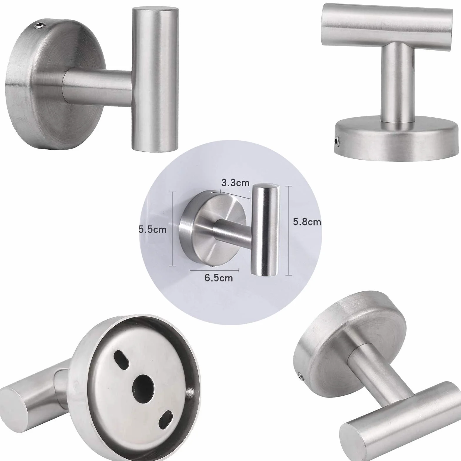 Towel Holder Wall Mounted ，Bathroom Towel Robe Hook，Shower Kitchen Wall Hanging Hooks Wall Mount SUS 304 Stainless Steel (sliver 4)