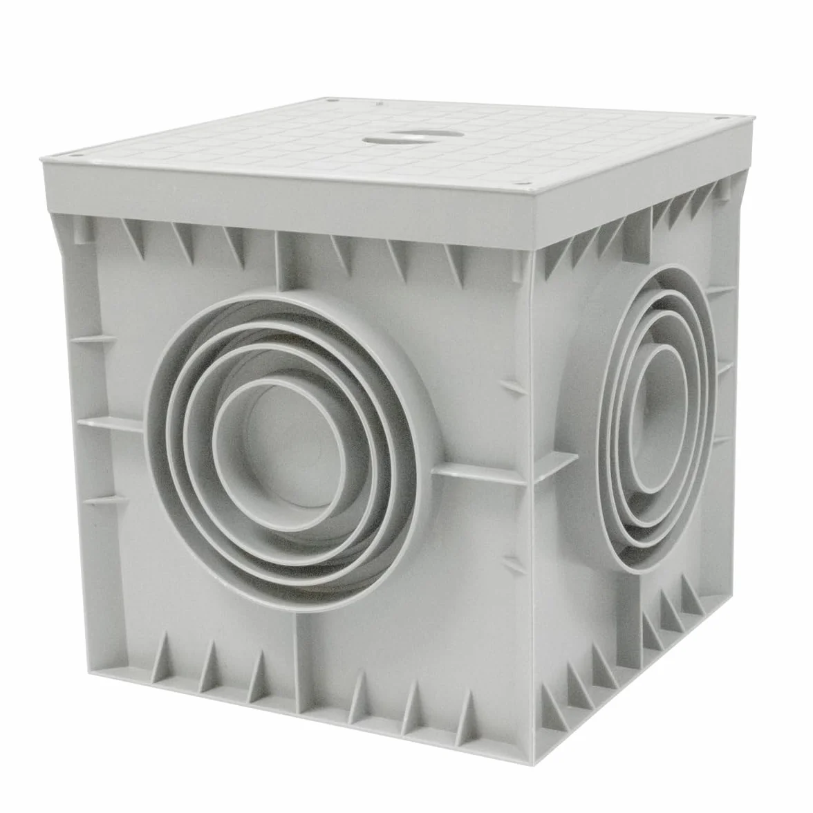 Pack 4 Arqueta Estanca de Suelo Electrica Gris Cuadrada con Tapa Ciega IP54 Arqueta de Riego y Electricidad Arqueta de PVC para Jardin, Drenaje Riego, Instalaciones Eléctricas Tuberías 200x200mm