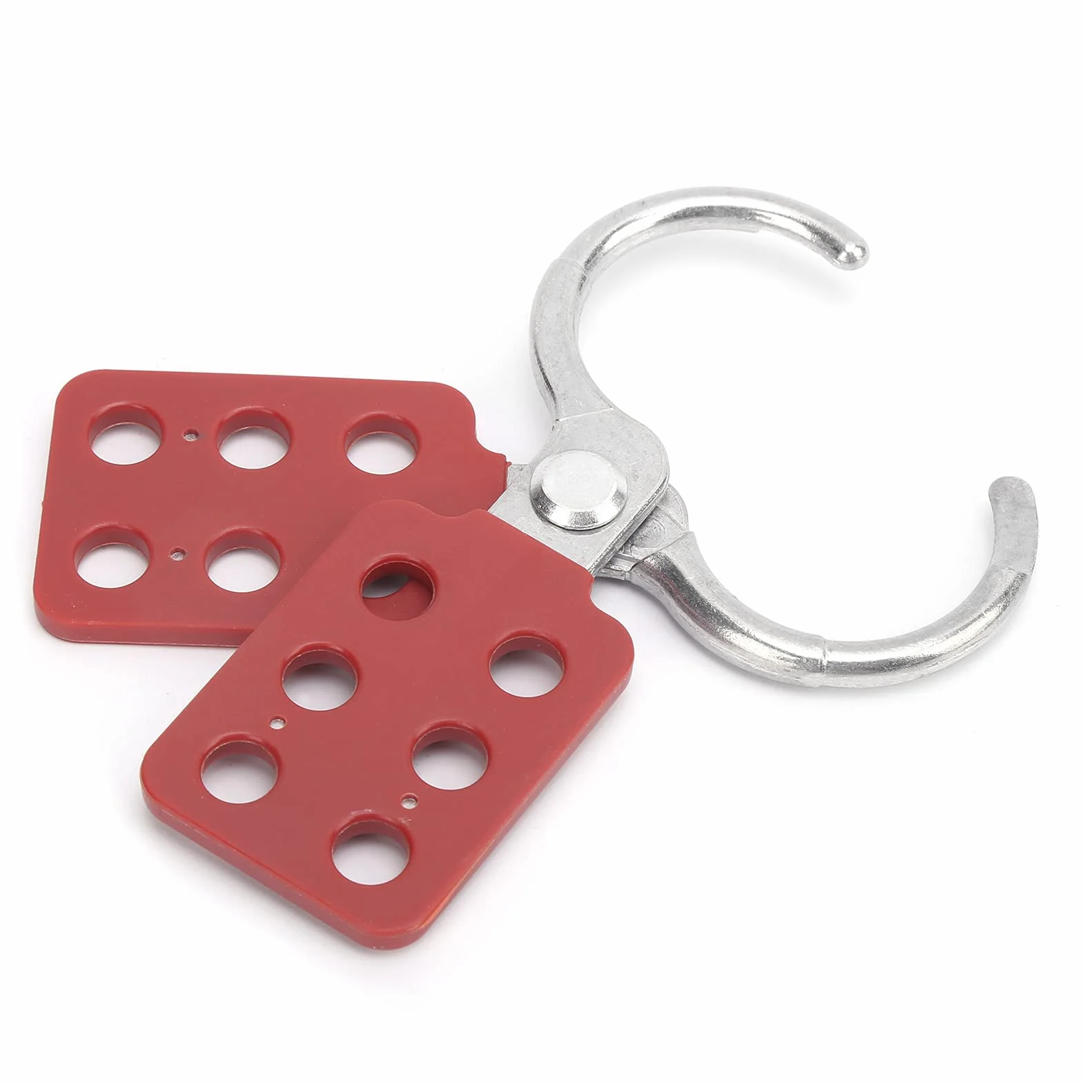 1,5 Lockout de acero de la mandíbula HASP, Lockout Tagout Hasp con mango y mandíbula extendida, HASP de aislamiento de seguridad HASP, Interlechado de 6 hoyos, 10 piezas