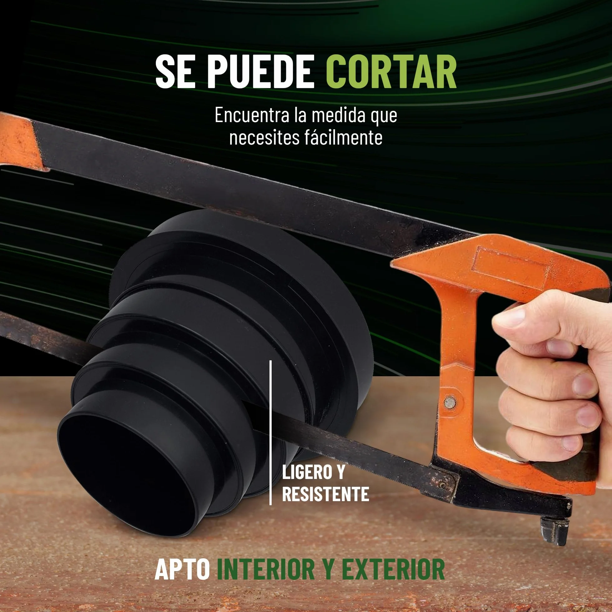 CONTROL GARDEN Reductor Universal para Sistemas Ventilación - Acople Conector para Conductos Ventilación Diámetro Ø 80 100 120 125 150 mm - Reductor Tubo Negro