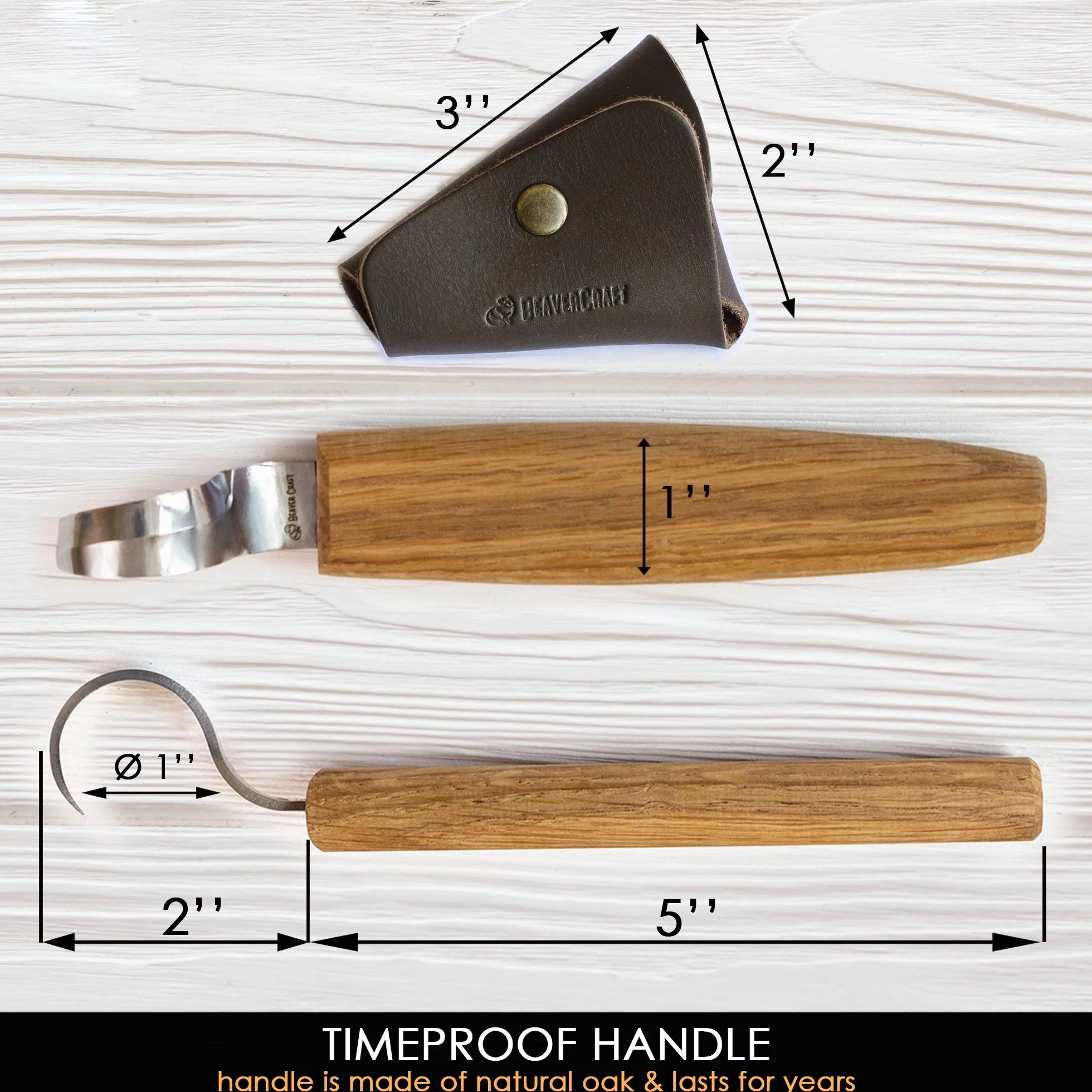 BeaverCraft SK1S Cuchillo de Gancho para Tallar Madera con Funda de Cuero
