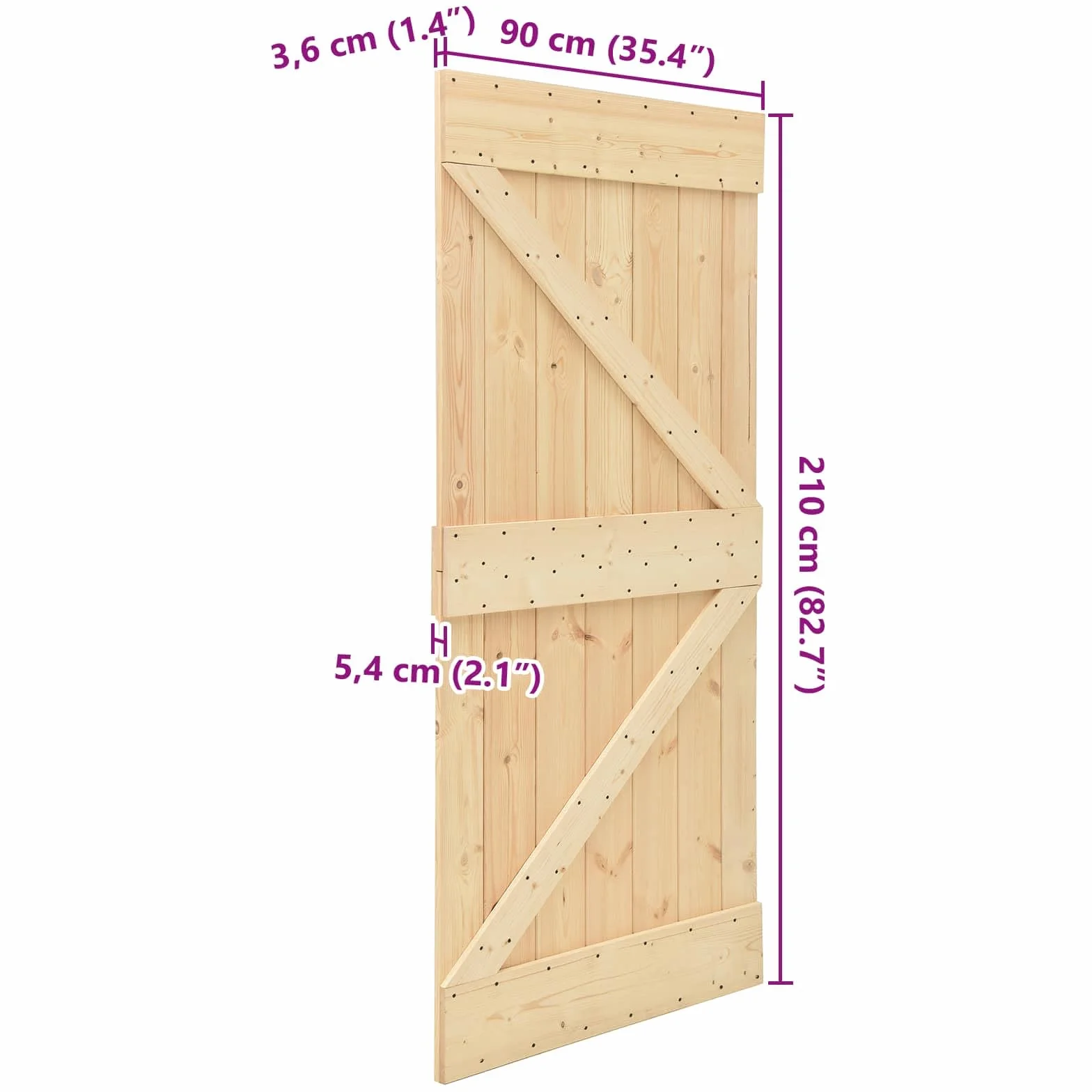 vidaXL Puerta Narvik Natural 90 x 210 cm Madera de Pino Sólido, Puerta Rectangular Moderna, Interior de Pino, Ahorra Espacio, Separador Contemporáneo de Habitaciones, Diseño Funcional