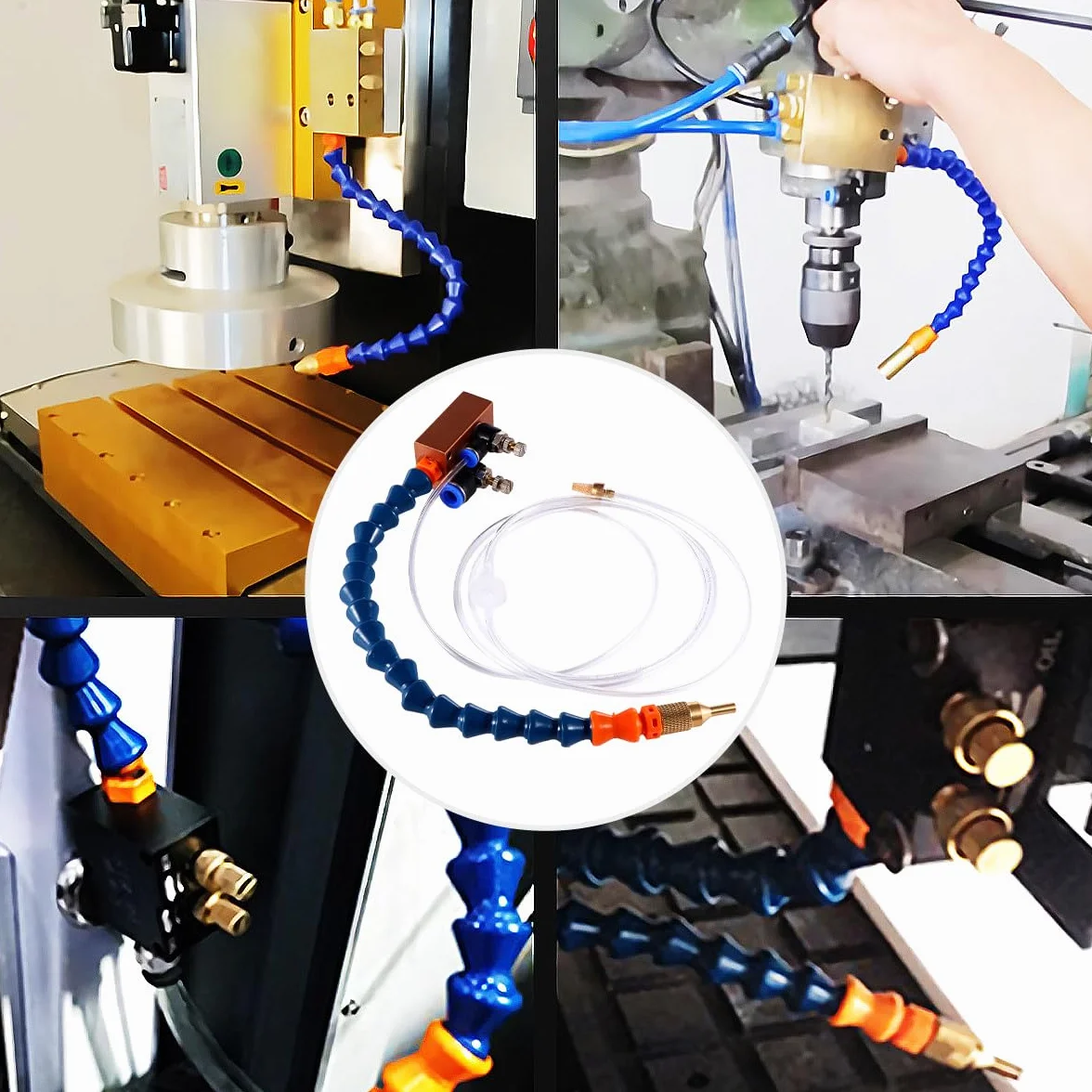 Boquilla de Lubricación para Torno Cnc 8 MM Sistema de Pulverización de Refrigerante de Niebla Ajustable Accesorio para Fresado y Taladrado Compatible Tubería Color Aleatorio
