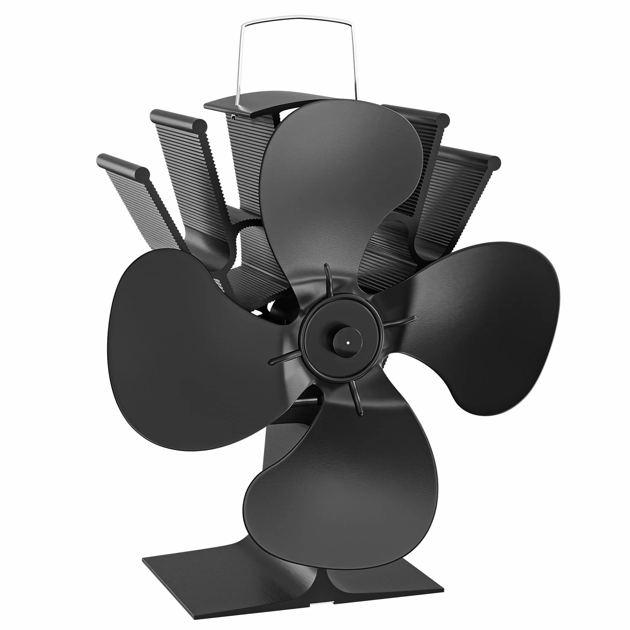 WilTec Ventilador de estufa con 4 aspas ventilador de chimenea 70-350°C accionado por calor sin corriente