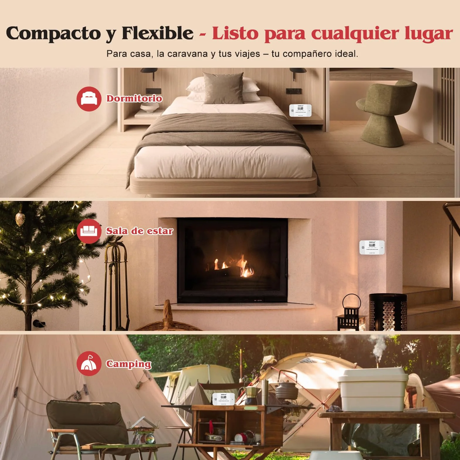 Safeliveo Detector de Monóxido de Carbono con Pantalla LCD,con Batería Reemplazable y botón de Prueba,Certificado EN 50291,Monitor Detector de CO Portátil para Hogar,Viajar y Caravanas -1 Pieza