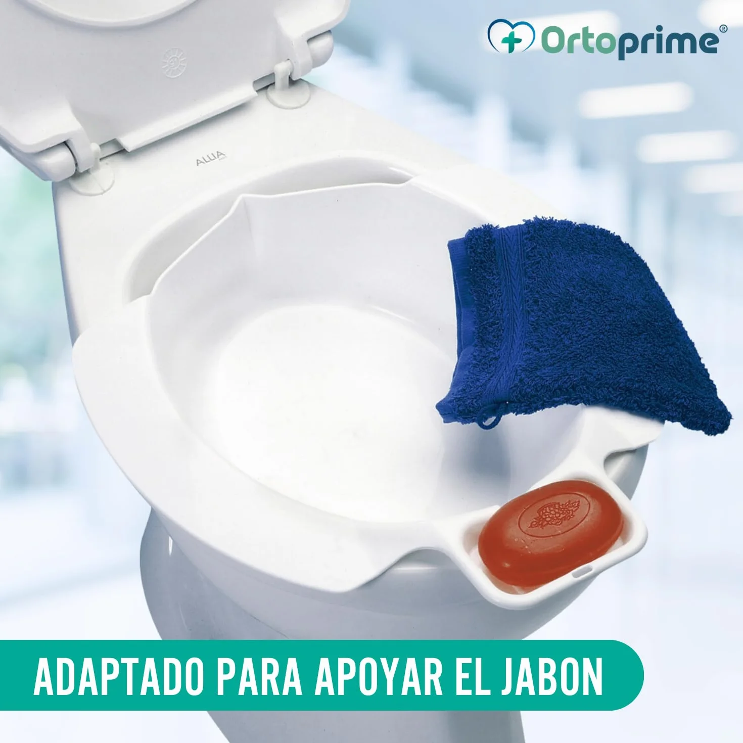 OrtoPrime Bidet Portátil Wc | Bidé Sanitario Acoplable al Inodoro | Medidas Universales: 40 x 37 x 11 Centímetros | Peso soportado 120 Kilogramos
