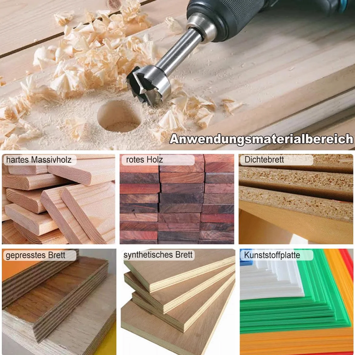 SUQIN Broca Forstner de 48mm Para Madera-Diámetro De 48mm Longitud 90mm Broca Fresadora Para Madera Con Eje Redondo Para Para Marcar y Taladrar Agujeros Para Bisagras