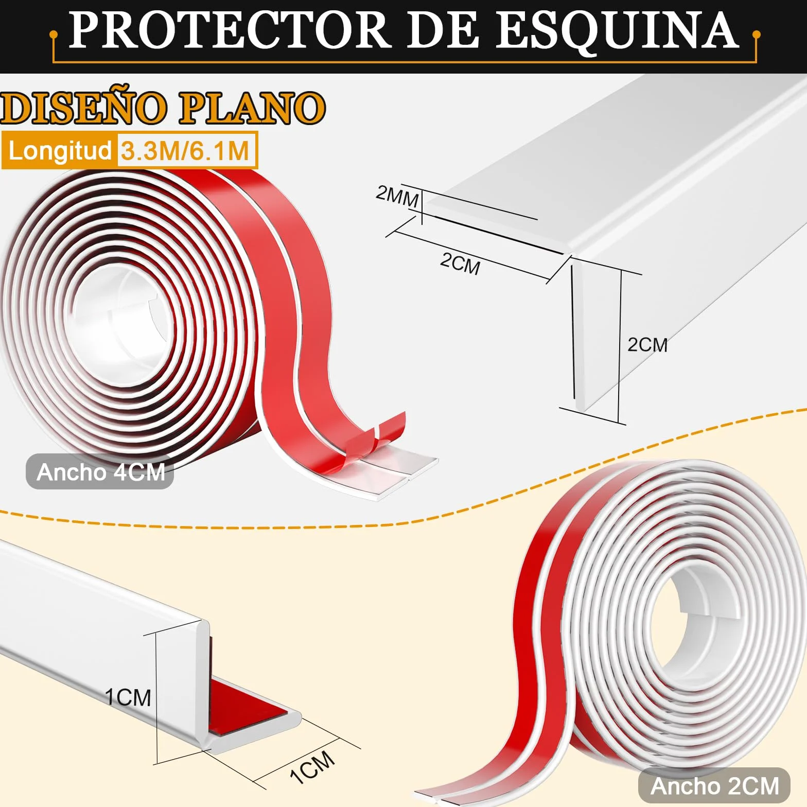 Tiras Auto Adhesivas Protectoras Para Esquinas – Tiras De Base Blandas Y Flexibles Para Puertas, Ventanas, Paredes, Cocina, Azulejos – Rollo Impermeable, Fácil De Cortar, Ideal Para Manualidades