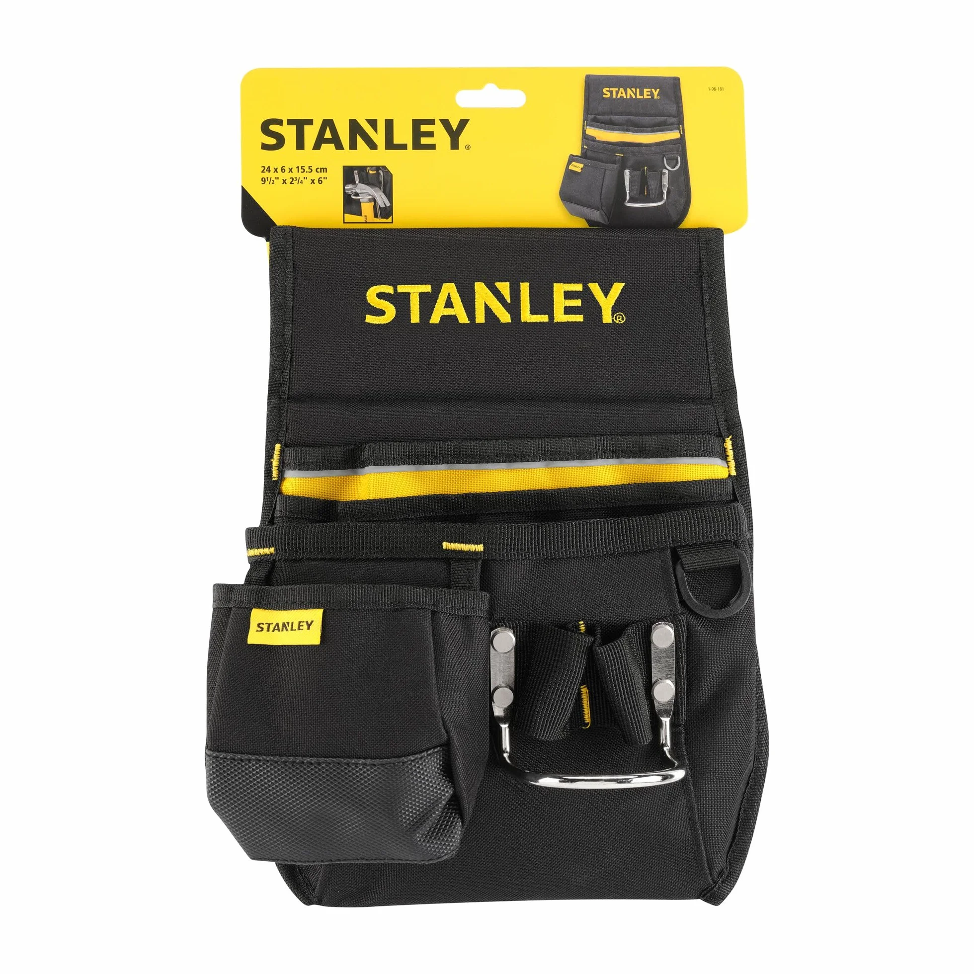 STANLEY Cinturón Portaherramientas de Nylon, Bolsa Resistente 600X600 Denier, Múltiples Compartimentos, Anillo Portamartillo, Acolchado Trasero, 1-96-181