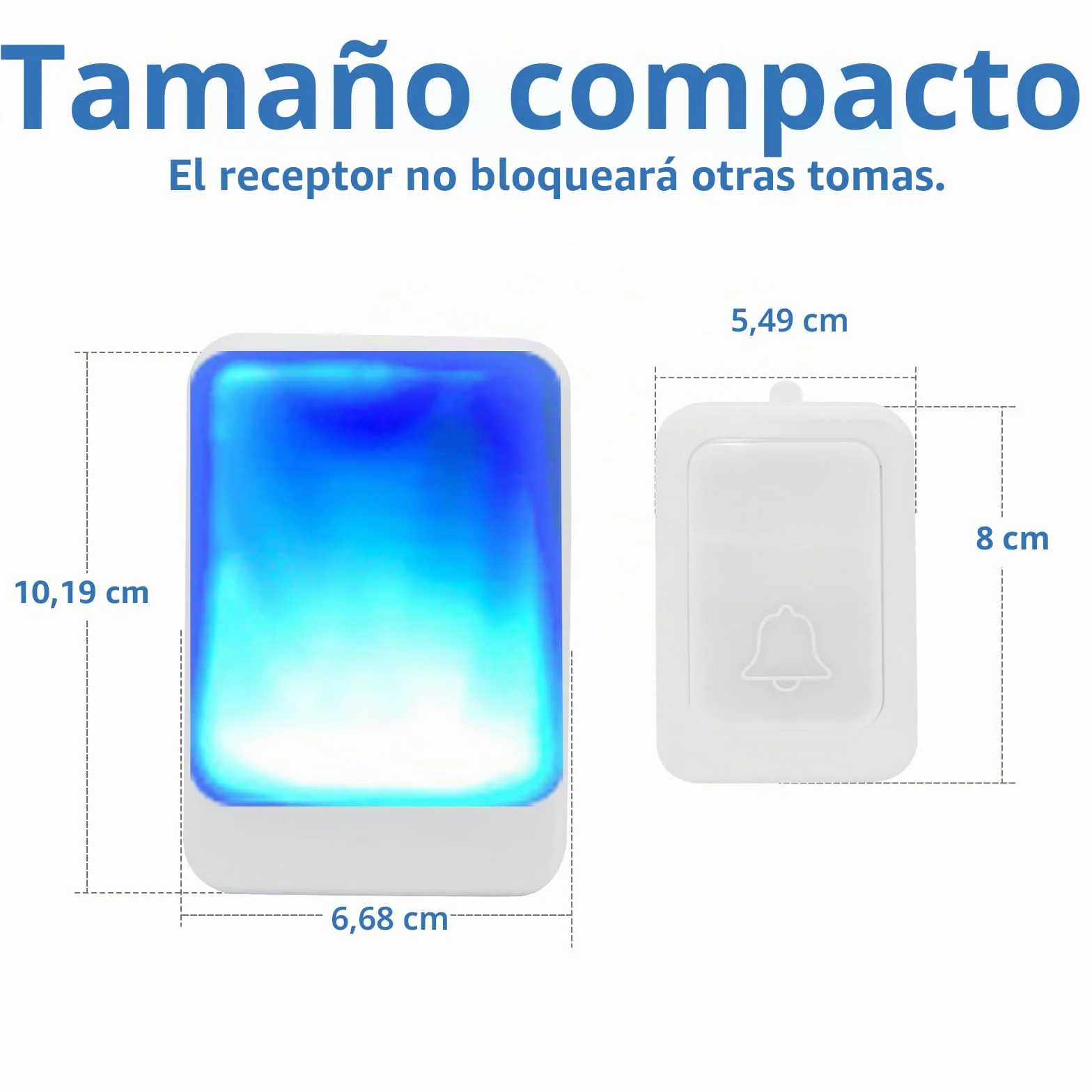Timbre de puerta con flash fuerte con 7 colores de luz brillante y 4 volúmenes, timbres inalámbricos 183 metros, en casa/oficina, adecuado para ancianos, personas con discapacidad auditiva, 2