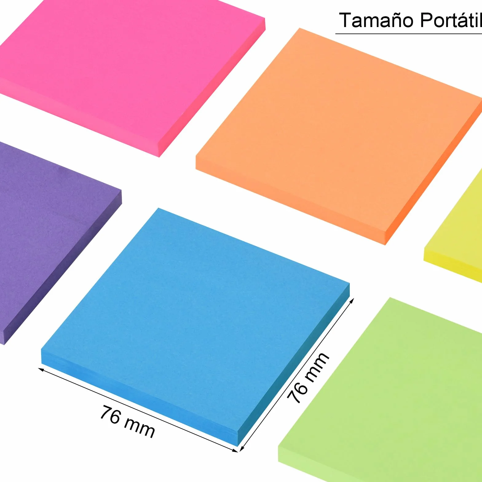 Notas Adhesivas 76 x 76 mm, Pack de 12 Blocs, 60 Hojas, 6 Colores