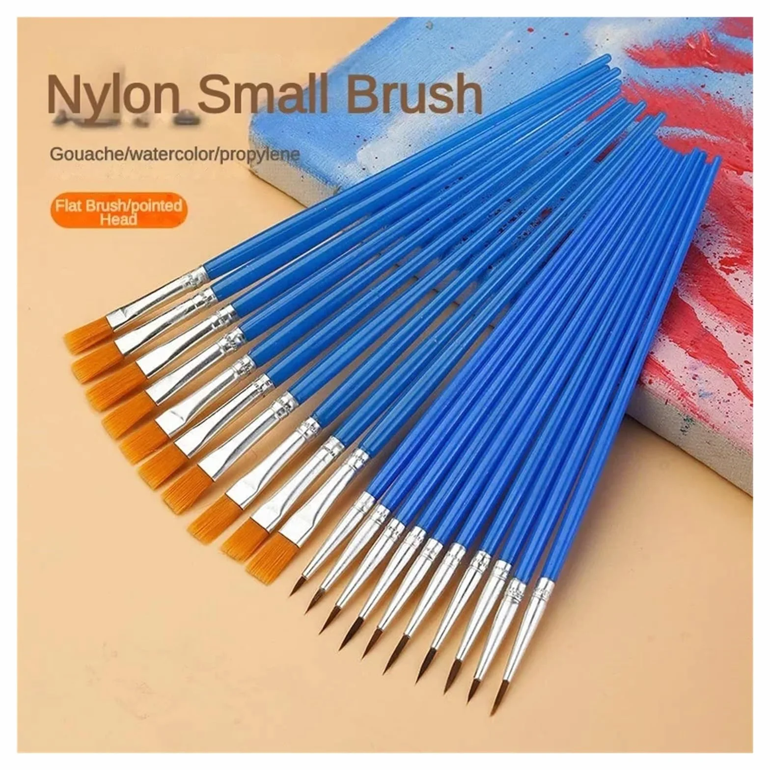 Brochas Pintura Juego de Pinceles Pintura Pelo Plano Redondo, Pincel con cerdas Nailon for Acuarela al óleo, Suministros Arte Escolar, 10/20/50 Uds(50 PCS Pointed Brush)