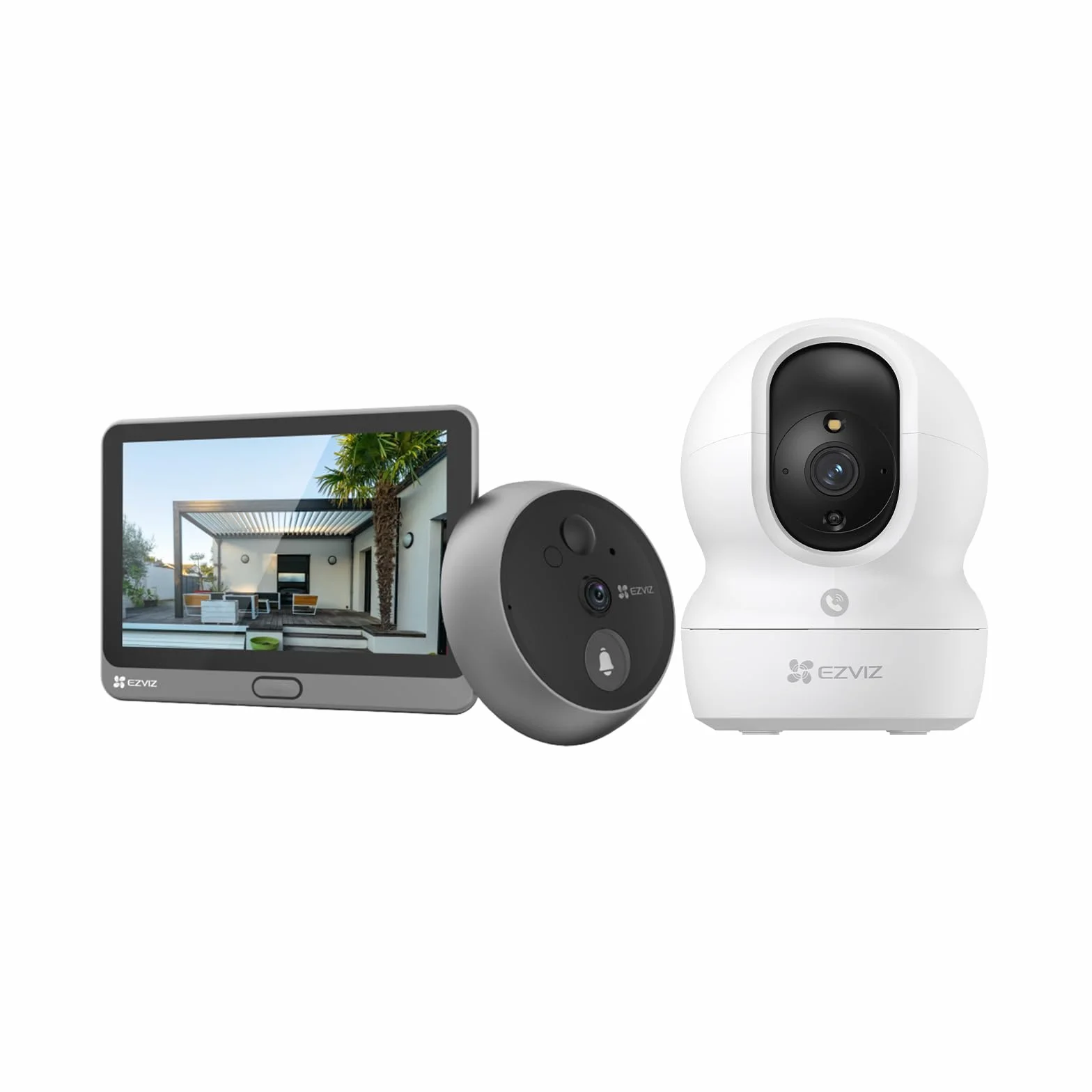 EZVIZ CP4 Mirilla Digital de Puerta con Pantalla Táctil a Color de 4.3'' y CP1 4MP Camara Vigiancia WiFi Interior, Bundle Paquete de 2 Productos
