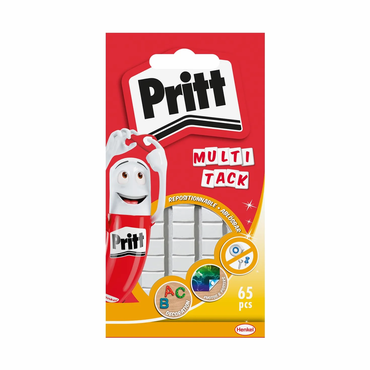 Pritt Multi Tack 65 pcs cuadrados de masilla adhesiva blanca multiusos reposicionable reutilizable para manualidades DIY