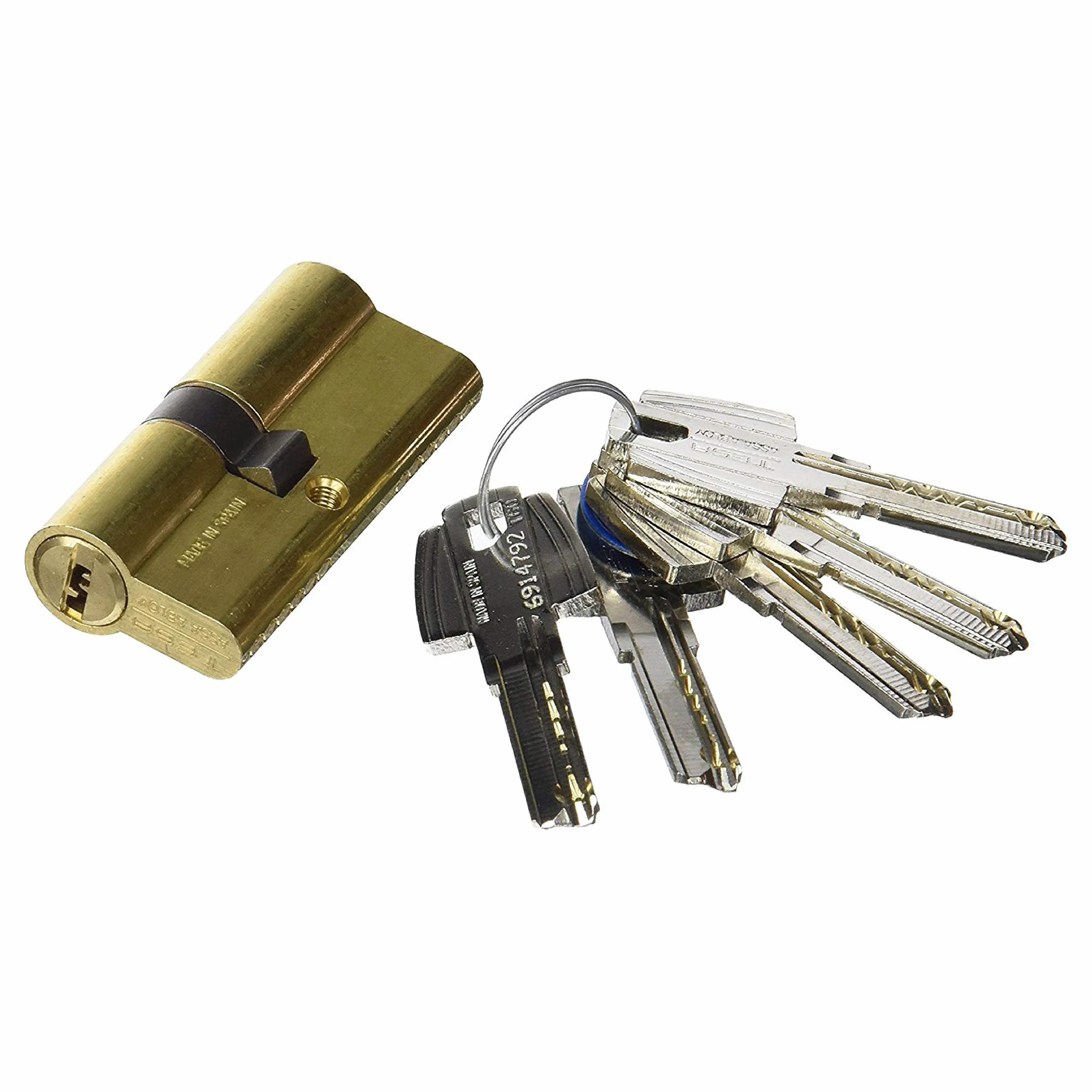 TESA T6553555L: Cilindro europeo T60, 35 x 55 mm, acabado latonado, compatible con cerraduras de perfil europeo, uso residencial y comercial, instalación sencilla, sustitución y obra nueva