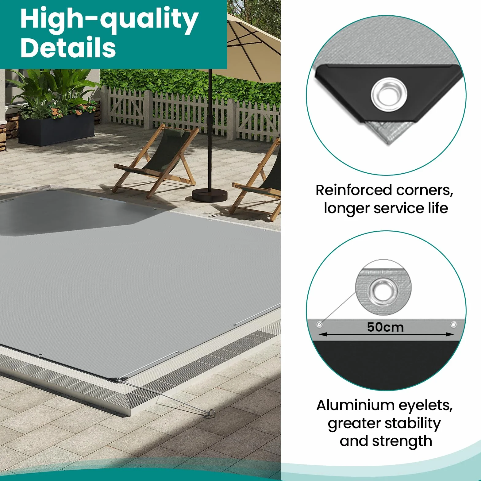 WOLTU Lona Impermeable Exterior PE 280g/m², Lona de Protección Toldo con Ojales de Aluminio, Resistente a Los Rayos UV Desgarros, Multiusos para Muebles Jardín Piscina Coche,Gris-Negro 3x3m