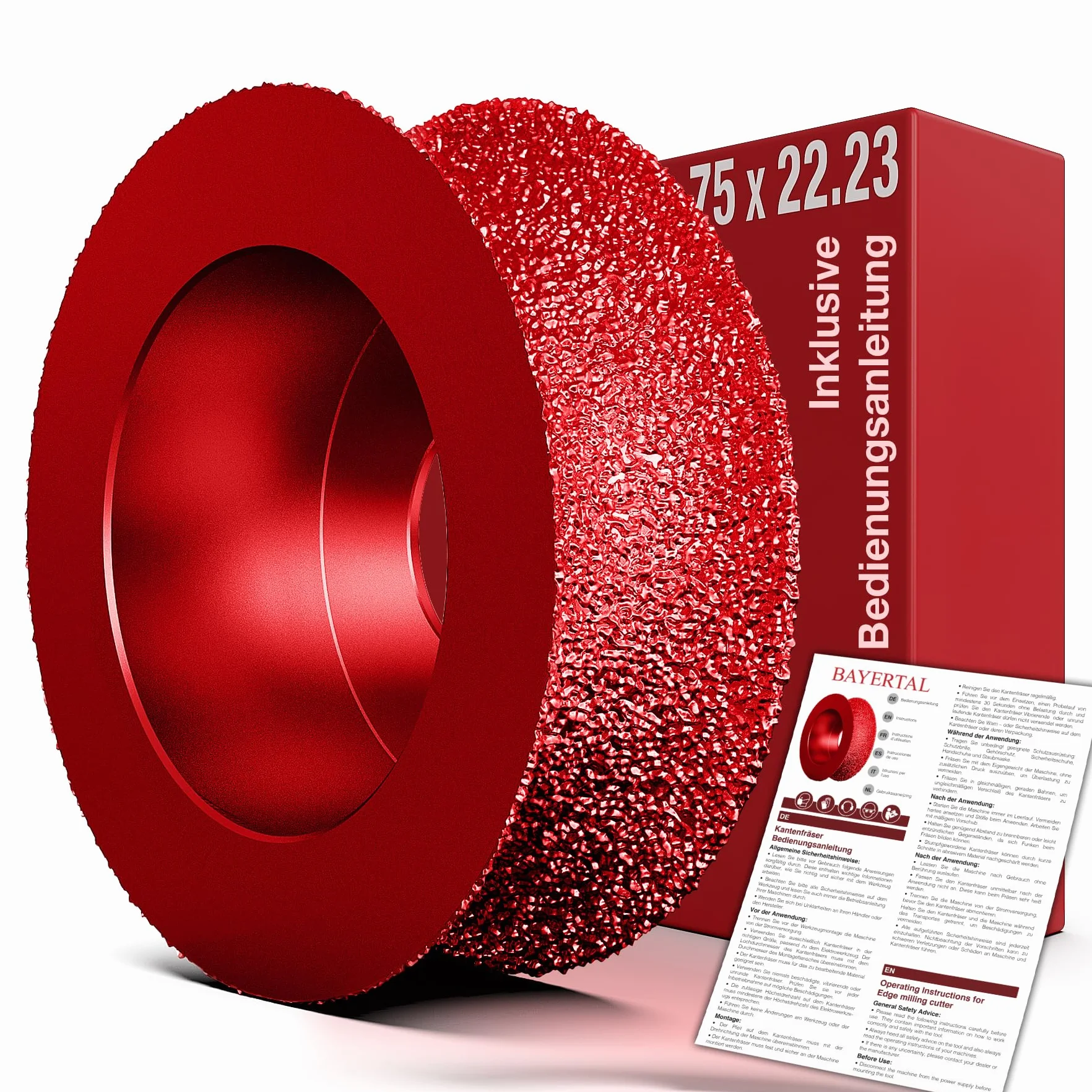 SEDION ® Fresa de diamante para bordes exteriores - Ø 75 mm x 22,23 x R10 para redondear baldosas duras granito etc - Fresa de radio compatible con amoladora angular Bosch Makita & u.v.m Flex