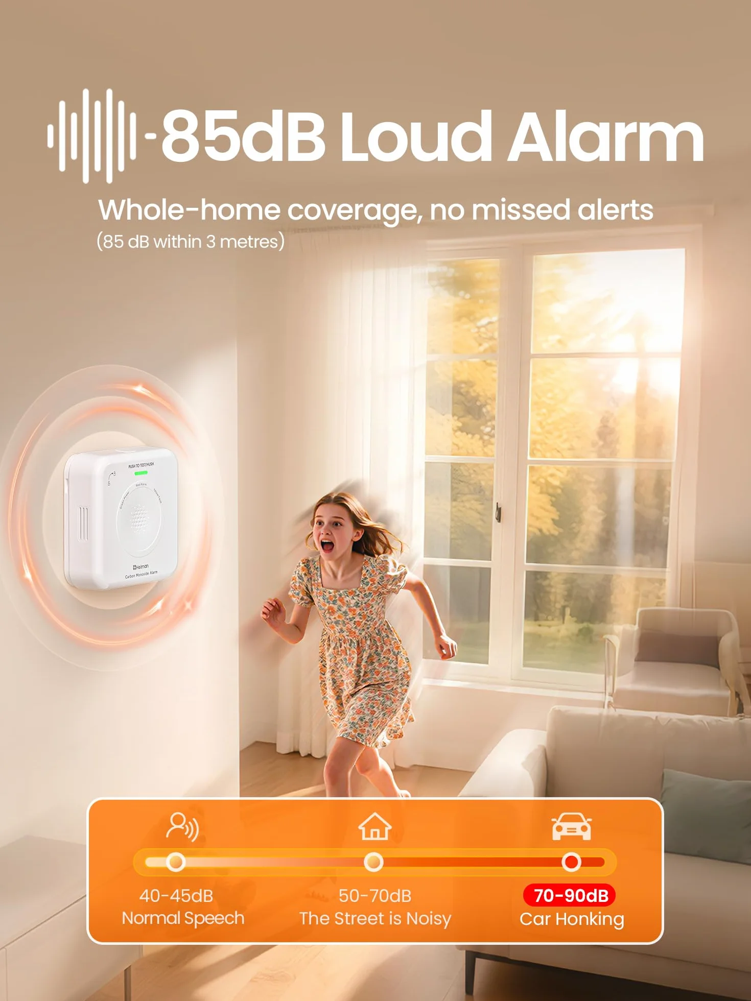 Heiman Detector de Monóxido de Carbono Inteligente Matter (Hub requerido) - Detector CO para SmartThings & Home Assistant, Certificado en 50291, Pilas reemplazables, Sensor de 10 años, 85dB