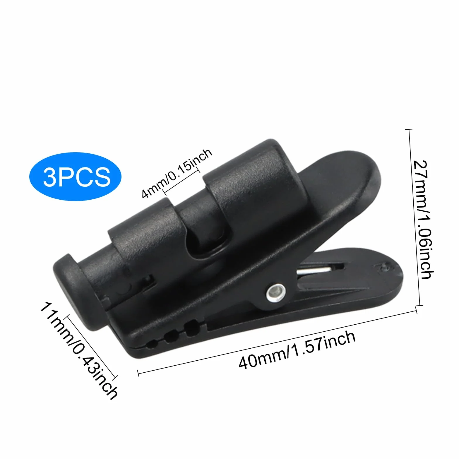 3 Piezas Clips para Cable de Auriculares, Abrazadera de Ropa, Pinza de Fijación de Giro de 360 Grados para Alambres de 2 a 4 mm