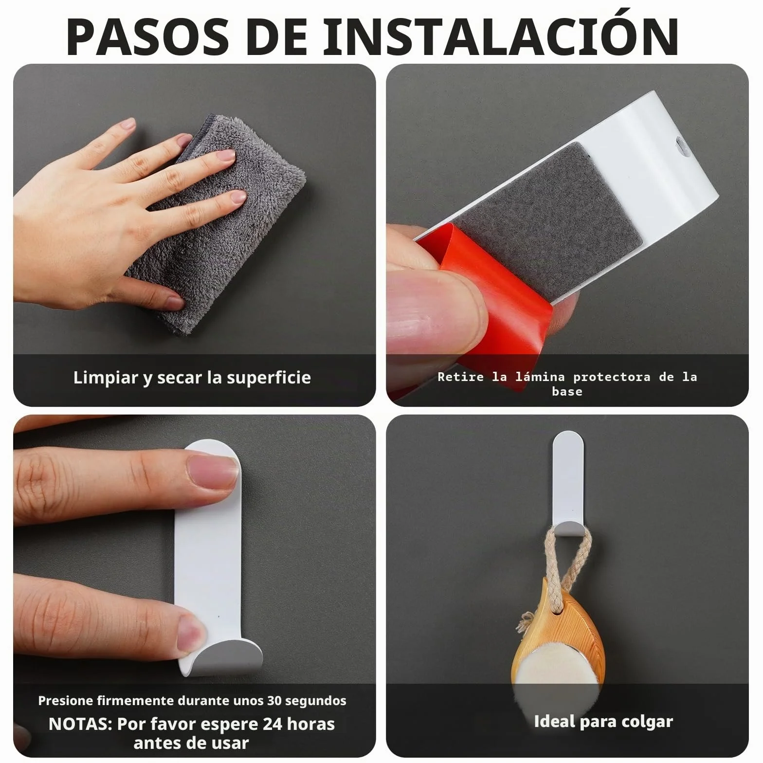Feligio Ganchos Adhesivos Para Pared 12 Piezas, Colgadores Adhesivos Resistentes Sin Taladro de Acero Inoxidable, Colgador Toalla Baño Adhesivo Impermeable, Para Cocina Dormitorio, Blanco