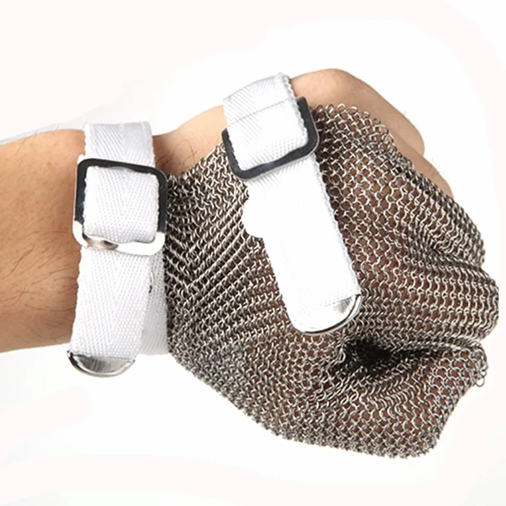 Guantes de Trabajo Anticorte Guantes resistentes a cortes for trabajos de seguridad en carpintería, guantes de cota de malla con anillo de Metal suave y antideslizante.Mano izquierda y mano derecha un
