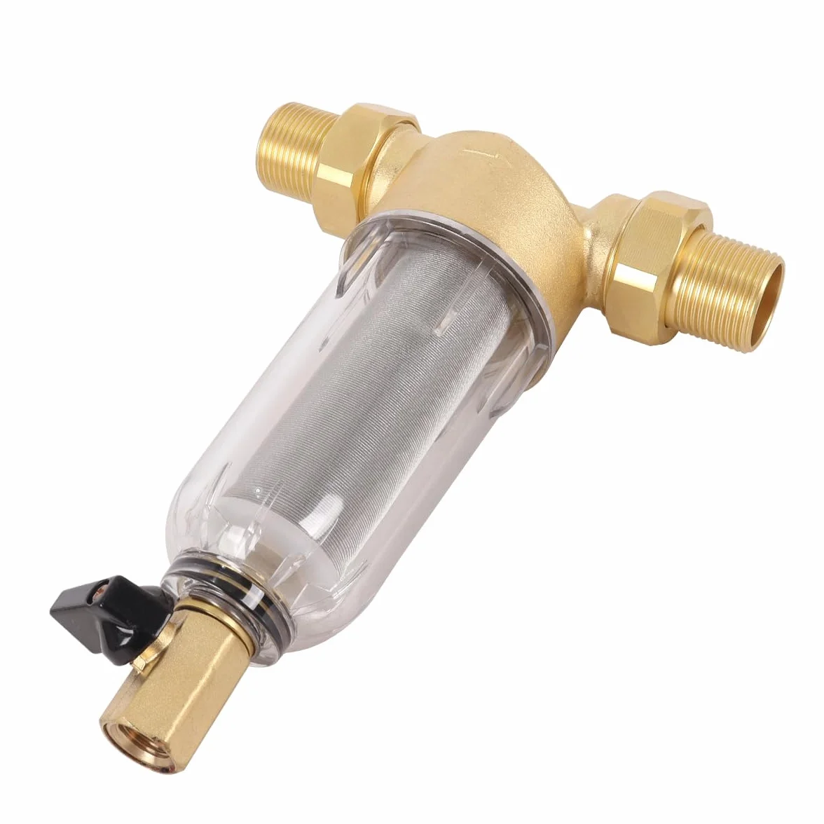 Prefiltro De Agua Para Retrolavado, Filtro De Sedimentos De 3/4 De Pulgada Y 40 Micras Con Adaptador De 1 a 3/4 De Pulgada.