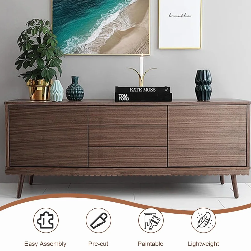 Listones de madera decorativos sin barnizar 40x4 cm con borde festoneado para DIY