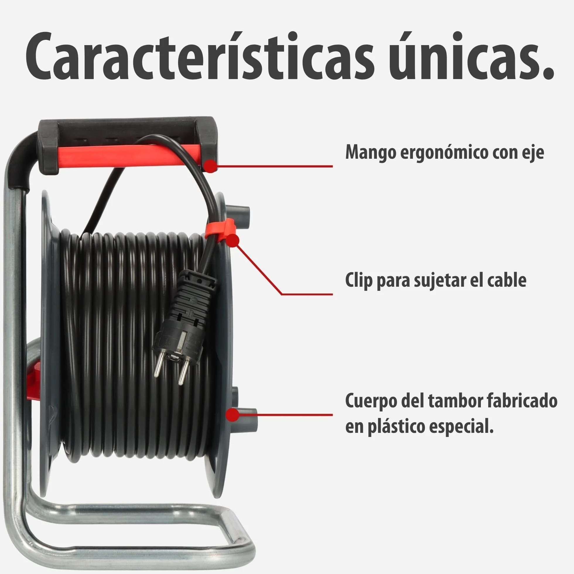 Brennenstuhl Garant V2 Enrollacables 25m cable (Fabricado en Alemania, 4 enchufes con conexión a tierra, protección contra sobrecalentamiento, cuerpo del tambor de plástico especial)