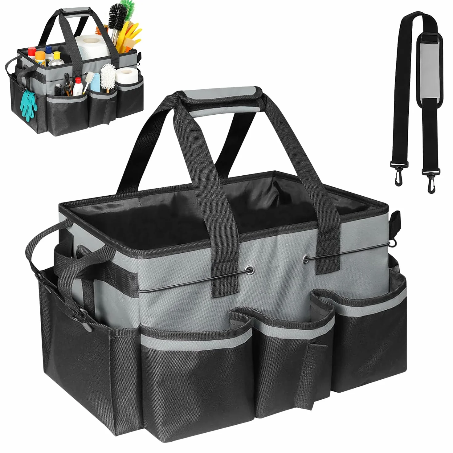 Bolsa de limpieza, organizador de suministros de limpieza con asa, organizador de herramientas de limpieza para el hogar, coche y jardín