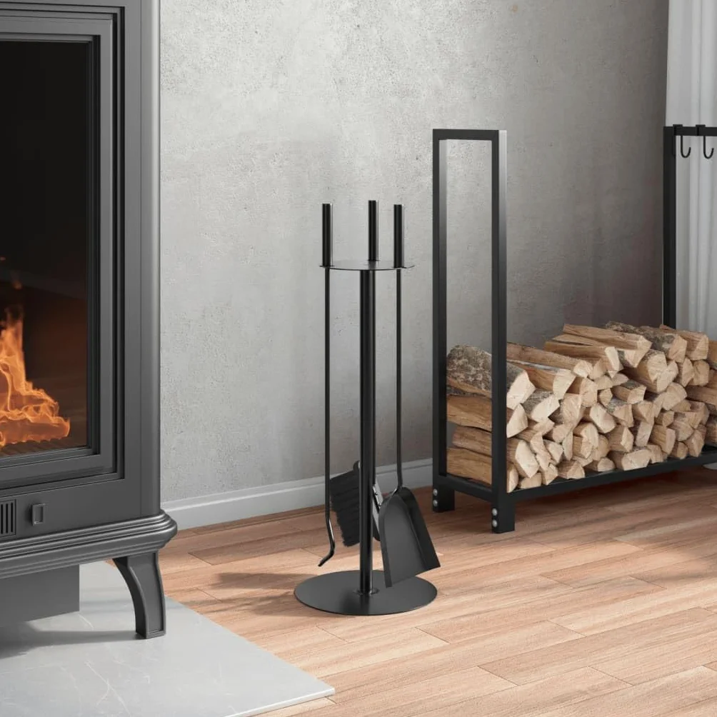 INLIFE Juego de herramientas para chimenea de 4 piezas, 22 x 59 cm, de acero, para casa y jardín, accesorios para chimeneas y estufas de leña (2,89 kg)