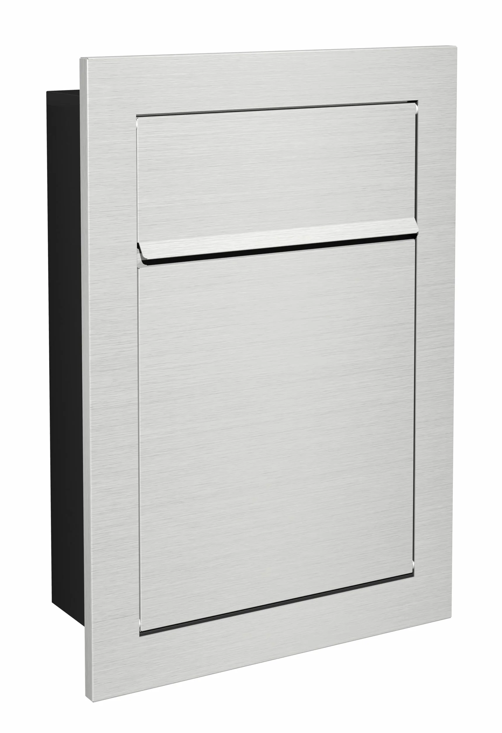 Buzón empotrado de acero inoxidable INOX, empotrable a ras, resistente a la intemperie, montaje en pared con cerradura, placa de identificación, DIN A4, adecuado para sobres DIN A4