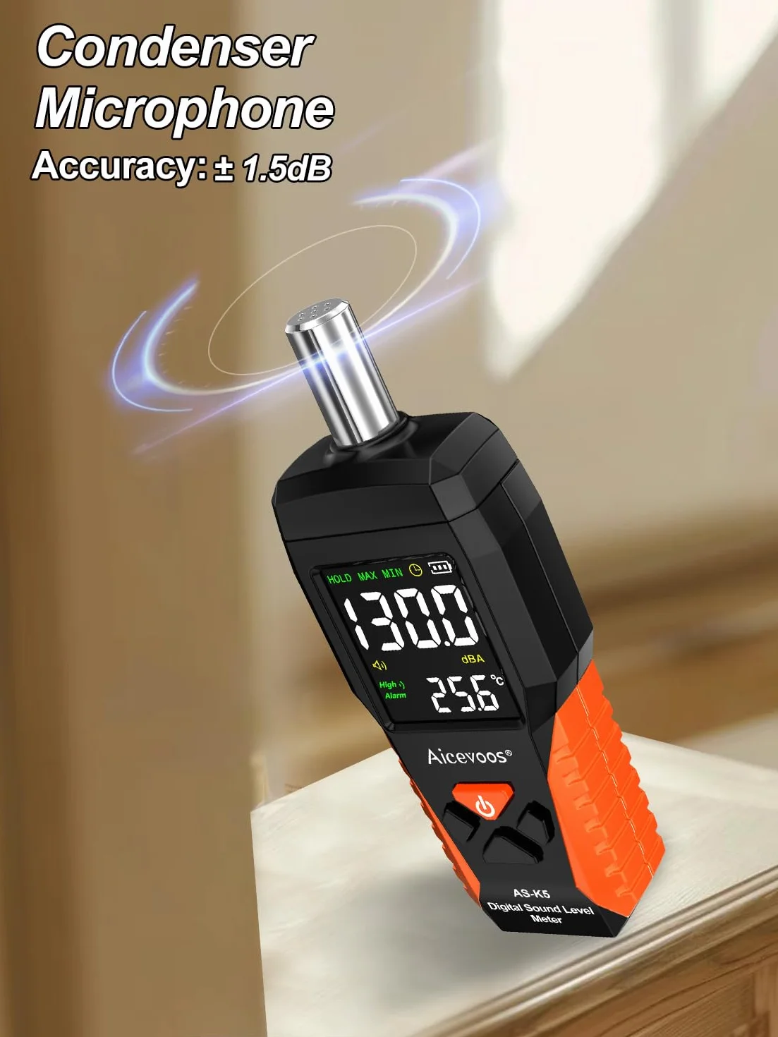 Sonómetro Homologado Medidor Decibelios 30~130 dB Ponderación A MAX/MIN