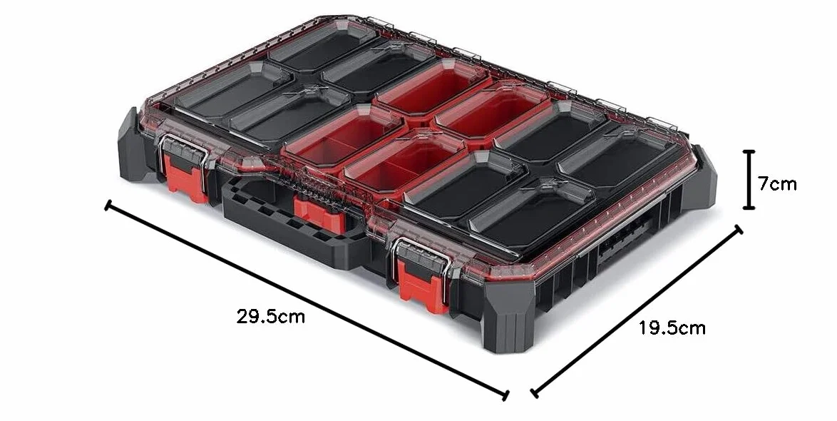 Caja organizadora para piezas pequeñas, apilable, 543 x 368 x 77 mm
