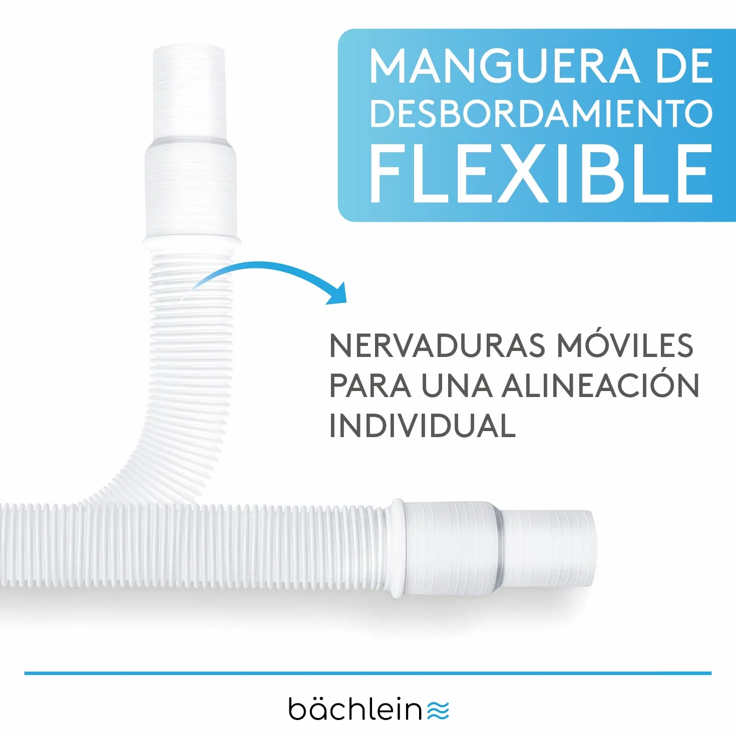 Bächlein Sifón Tubular Flexible para Fregadero, Trampa de Olores G 1 1/2"