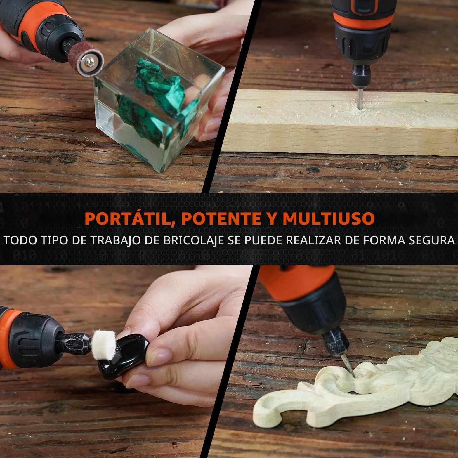 HARDELL Herramienta Rotativa 12V Inalámbrica con 94 Accesorios, 6 Velocidades (5000-30000 RPM) para Grabado, Pulido, Lijado, Taladrado, Corte y Bricolaje + Bolsa