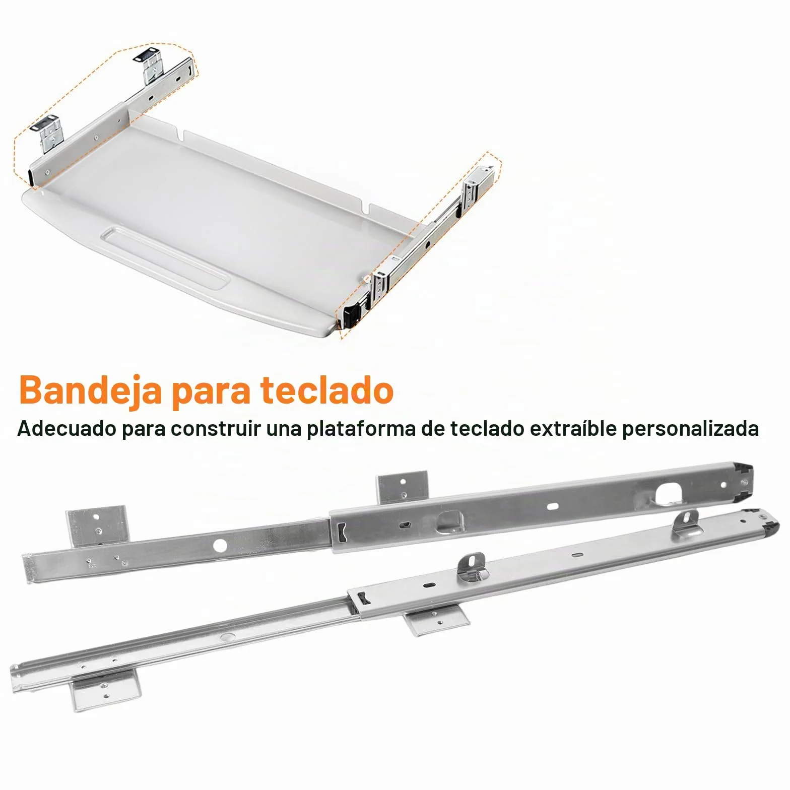Bandeja extraíble para teclado, rieles para cajones, altura regulable, resistente, 30,5 cm, bandeja de teclado para debajo de la base (40,5 cm)