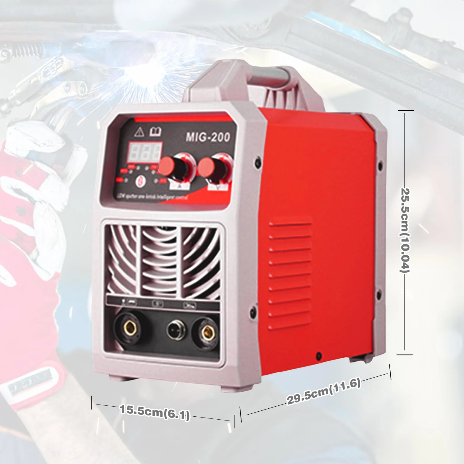 Soldador Inverter 3 en 1 MIG-200, Soldador de Hilo Sin Gas y con Gas, MMA y TIG, 200A IGBT, Pantalla Digital LED, Kit Completo para Bricolaje y Profesionales