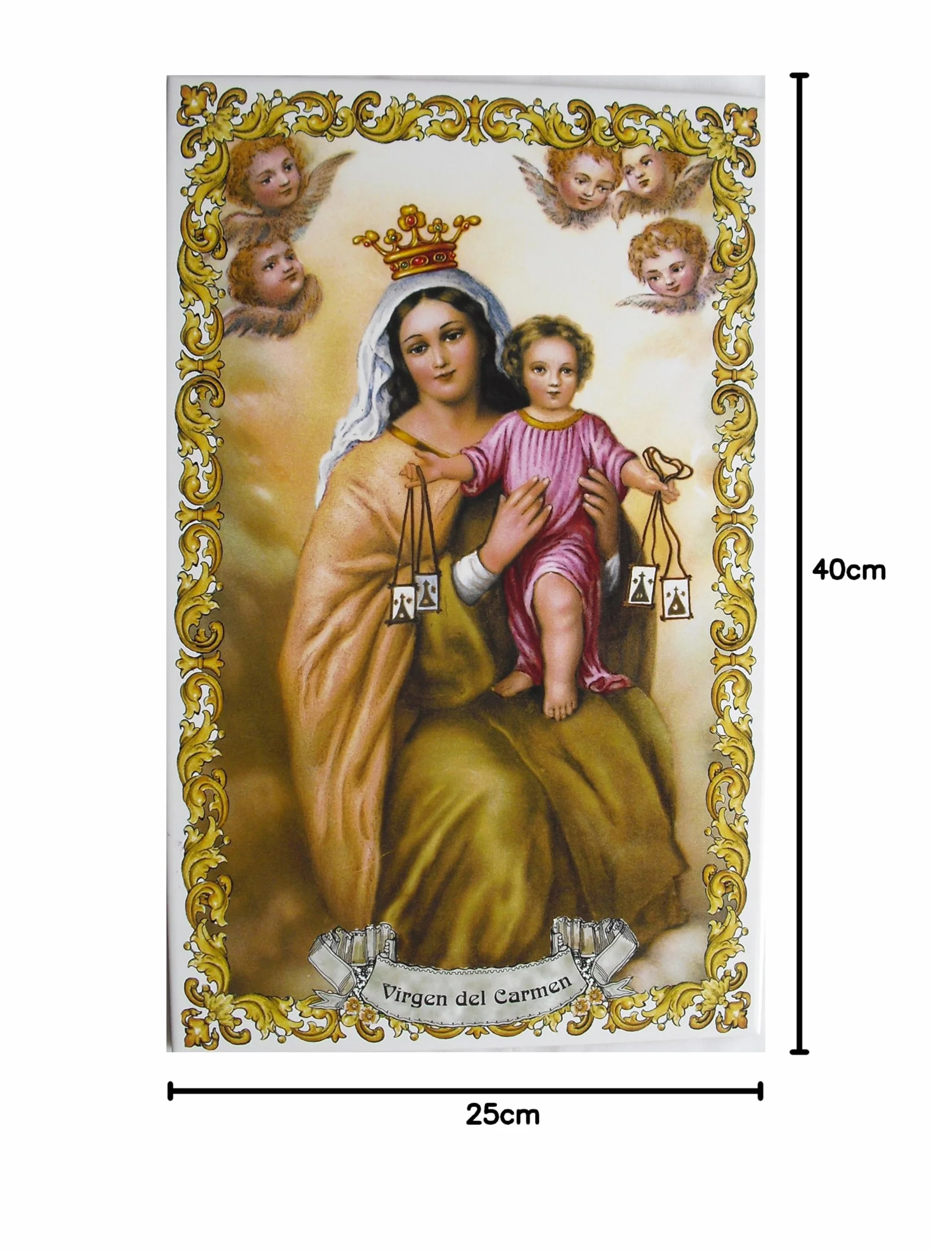 Azulejo de cerámica Virgen del Carmen 25 x 40 cm