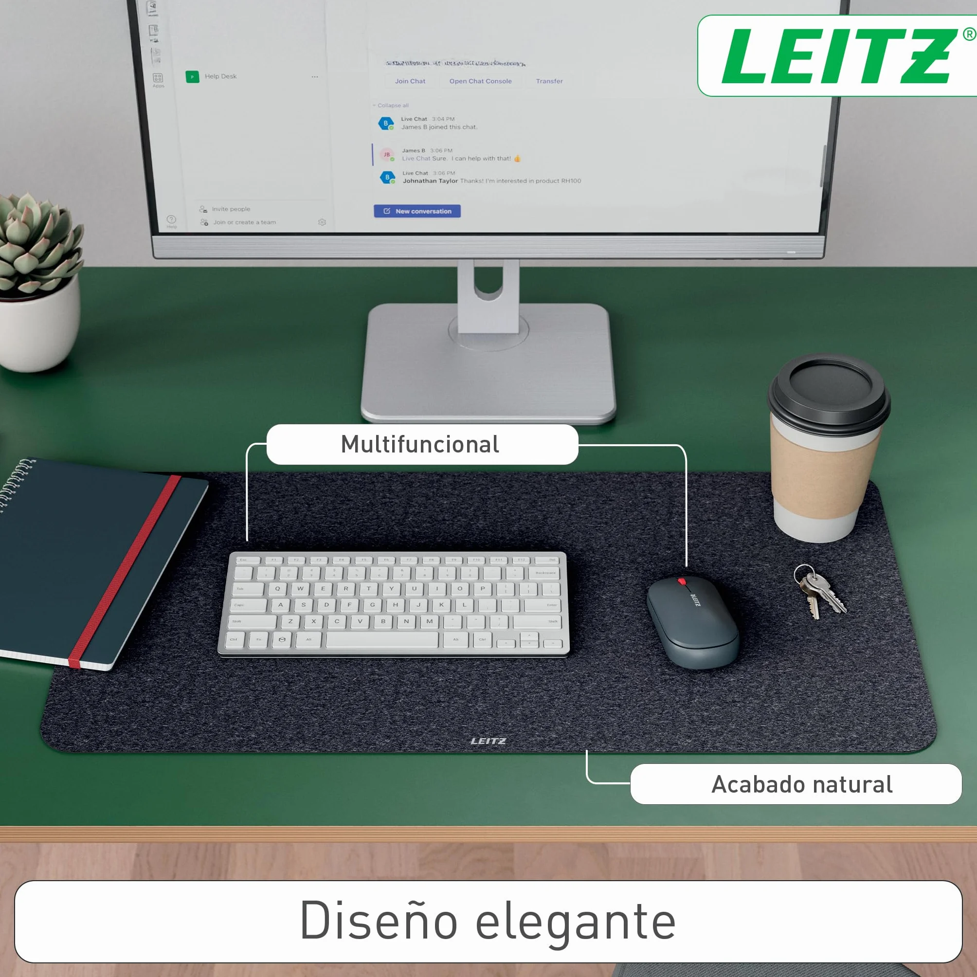 Leitz Alfombrilla de Fieltro Grande para Escritorio 70x36cm Gris Protector Antideslizante