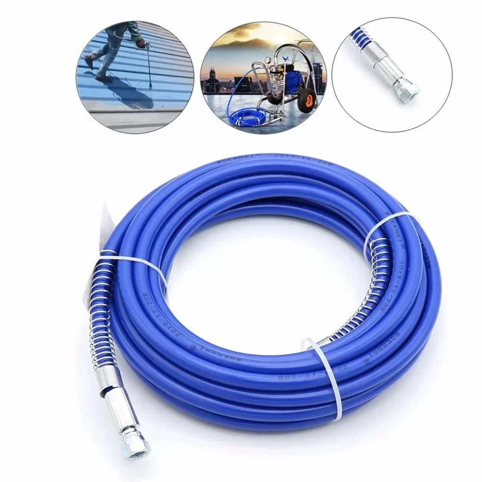 rieder 2 unidades 1/4 Airless manguera pulverizadora de color universal de alta presión manguera de fibra flexible 3300 PSI (25 pies, azul)