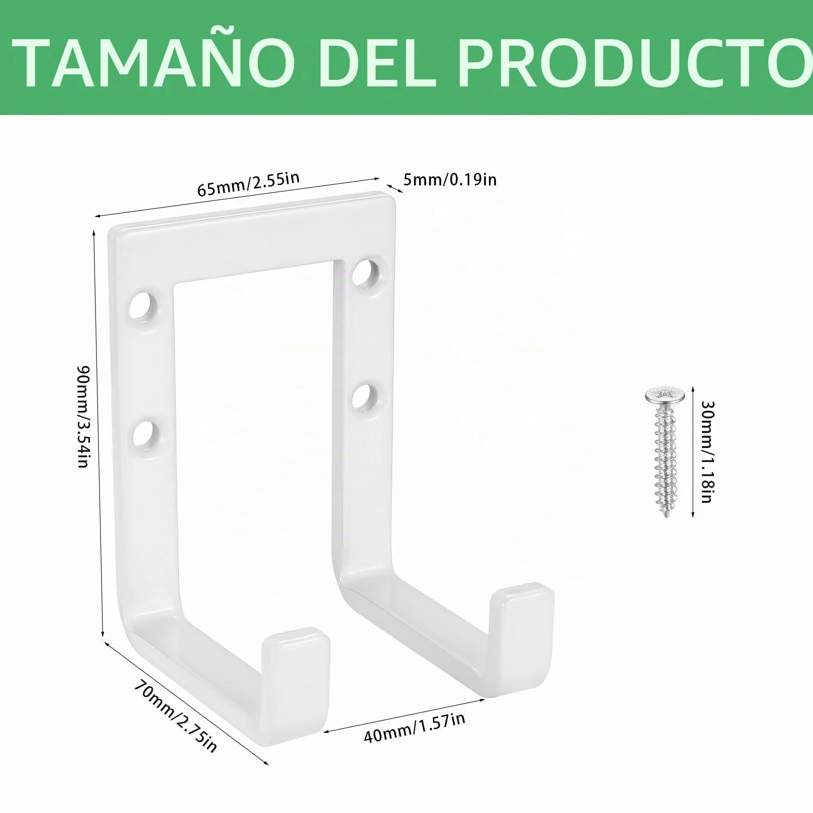 4 Pzs Ganchos Pesados para Garaje, Soporte Herramientas Doble, Colgador Bicicleta y Escaleras Blancos