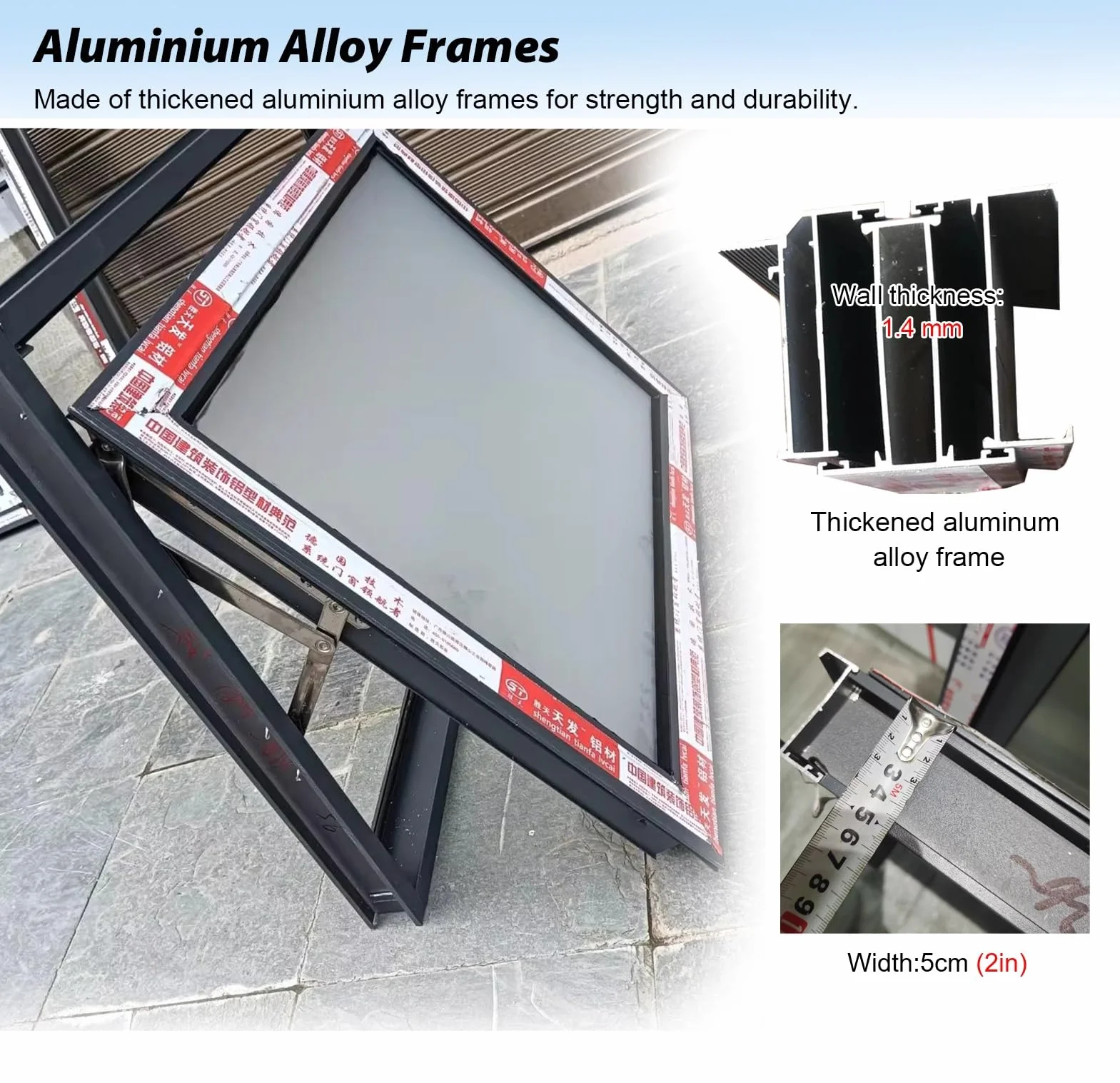 Ventana Ventana de Guillotina con Manija con Cerradura, Marco de Aluminio, Ventanas para Cobertizos, Ventanas de Vidrio Templado para El Hogar, Ventanas de Repuesto(30x60cm/12x24in)