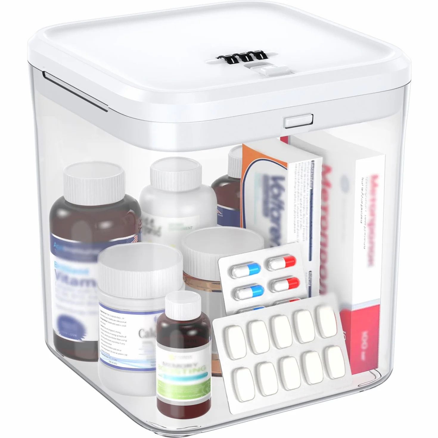 iDiskk Caja de seguridad con contraseña, caja de almacenamiento con cerradura para medicinas, teléfono y snacks
