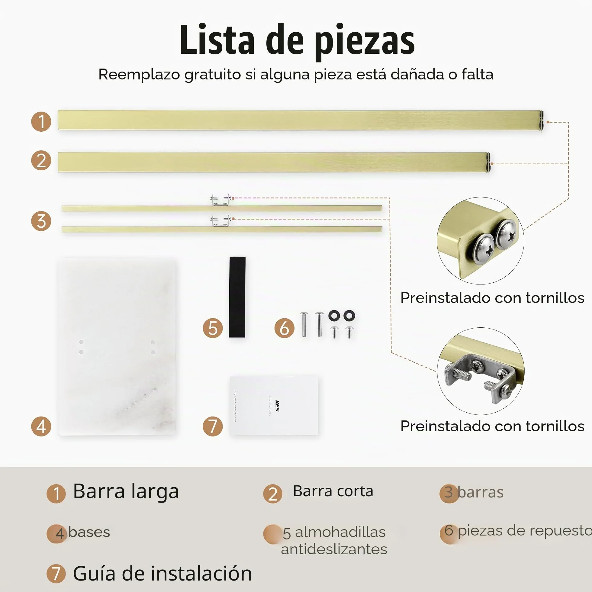 KES Toallero de Pie en Oro, Toallero Independiente con 2 Brazos, Toallero de Acero Inoxidable SUS304, Base de mármol, BTH217-BZ