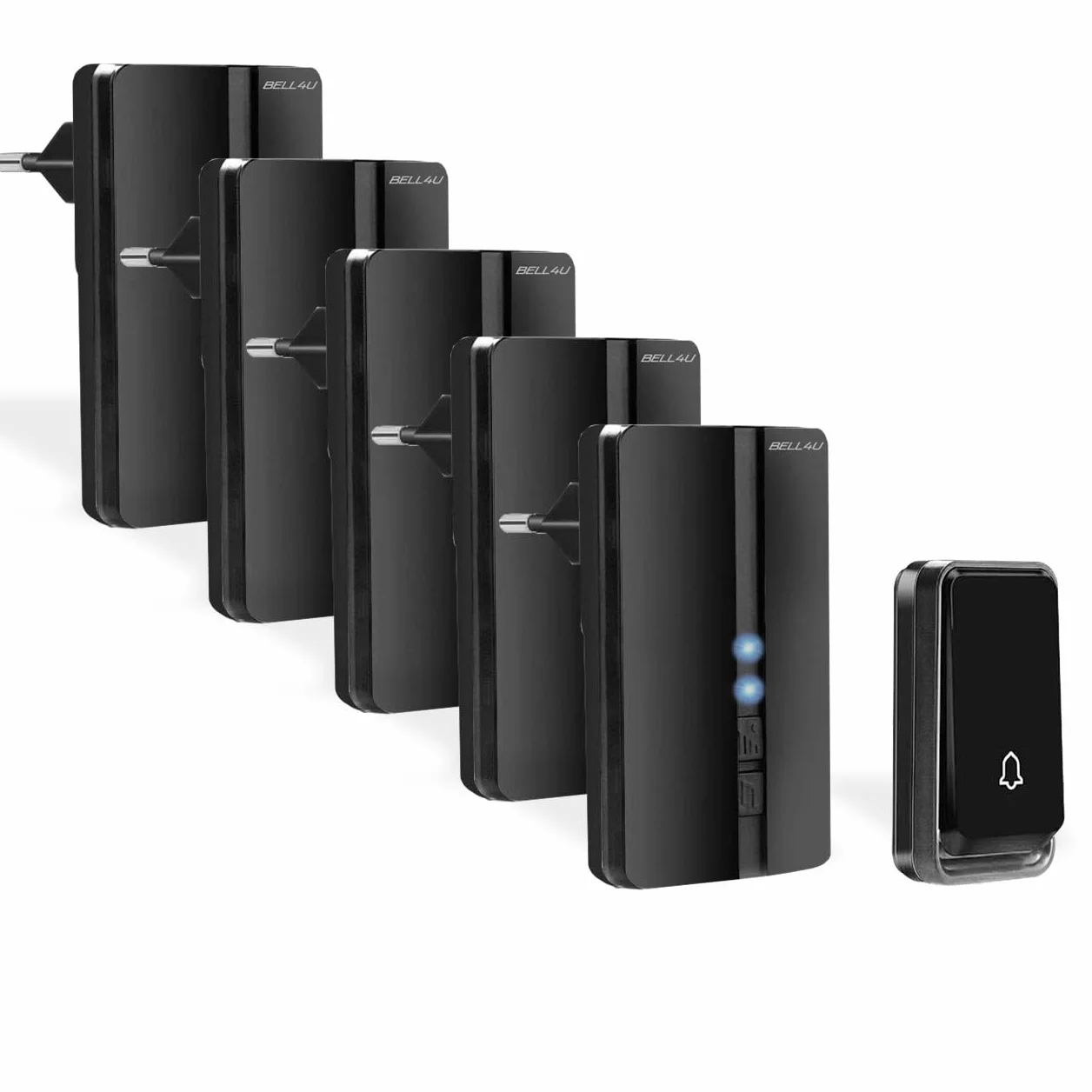Timbre Inalámbrico 5 Receptor IP65 Impermeable 100m 4 Niveles Volumen 51 Melodías Hogar