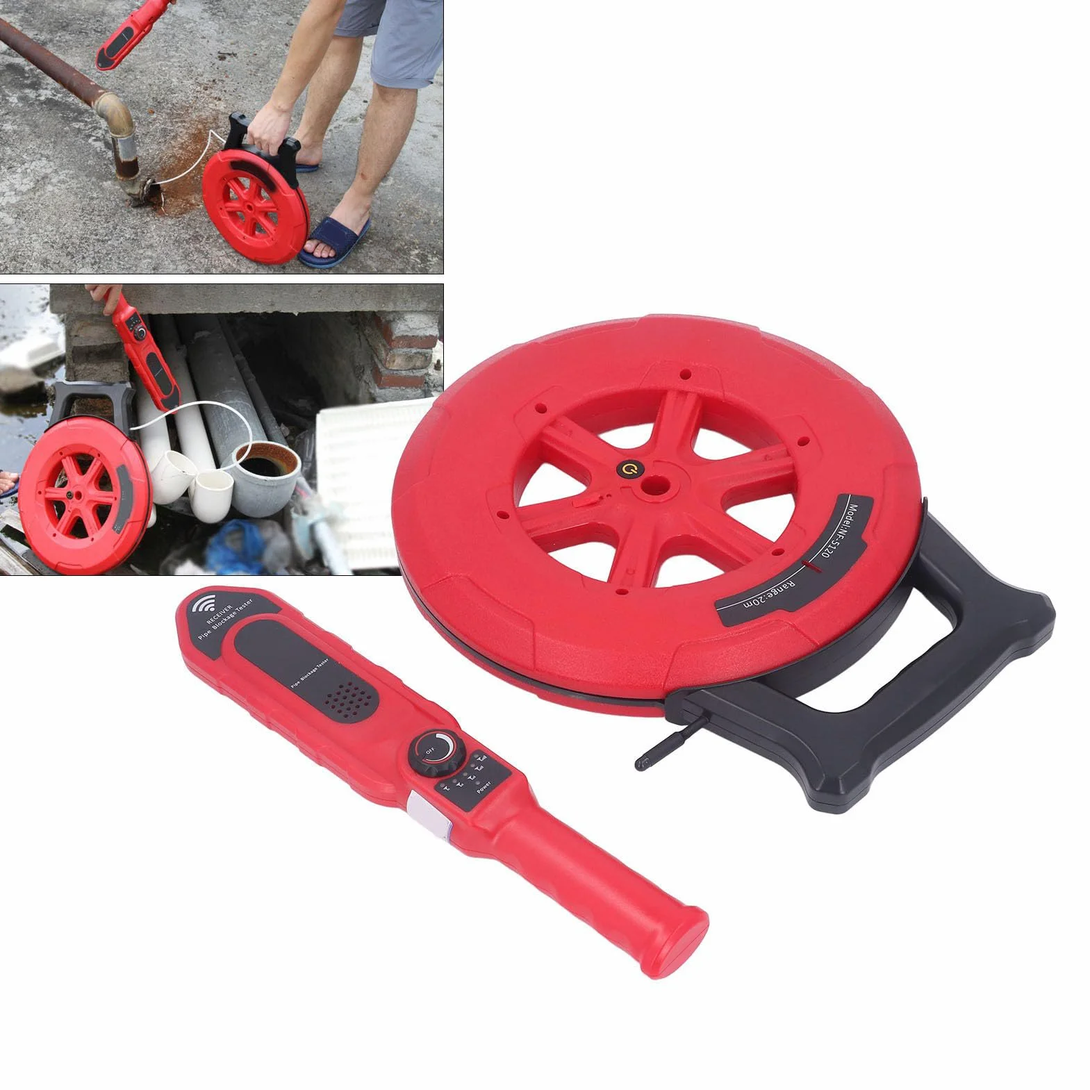 Detector de Obstrucción de Tuberías, 7 Sondas Localizador de Bloqueo de Obstrucción de Tuberías Subterráneas Escáner de Pared NF‑5120
