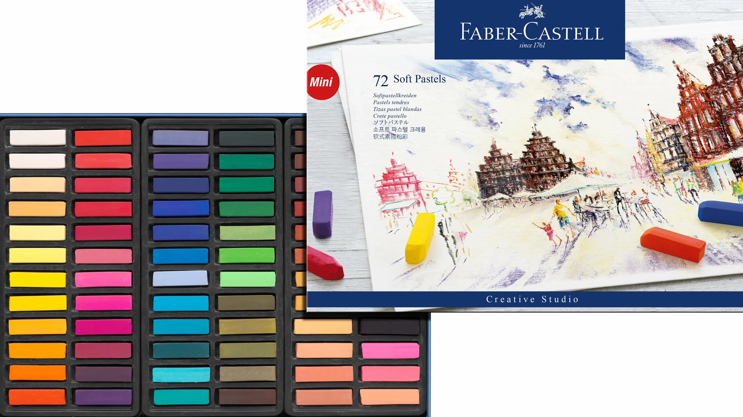 Faber-Castell Estuche de Cartón 72 Tizas Pastel Mini Multicolor